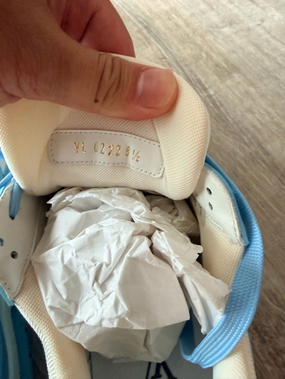 Louis Vuitton White and Sky Blue Low-Top Sneakers - Picture 6 of 7